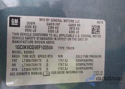 2014 Chevrolet Silverado 2500Hd Work Truck z USA, uszkodzony, nr VIN 1GC0KVCG9EF103504